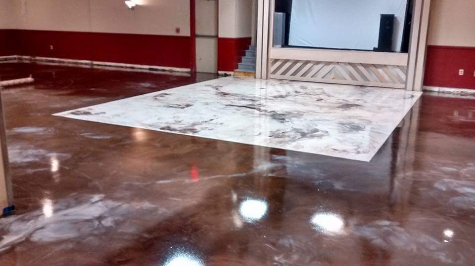 Decorative wood and tile pattern concrete floor Savannah GA